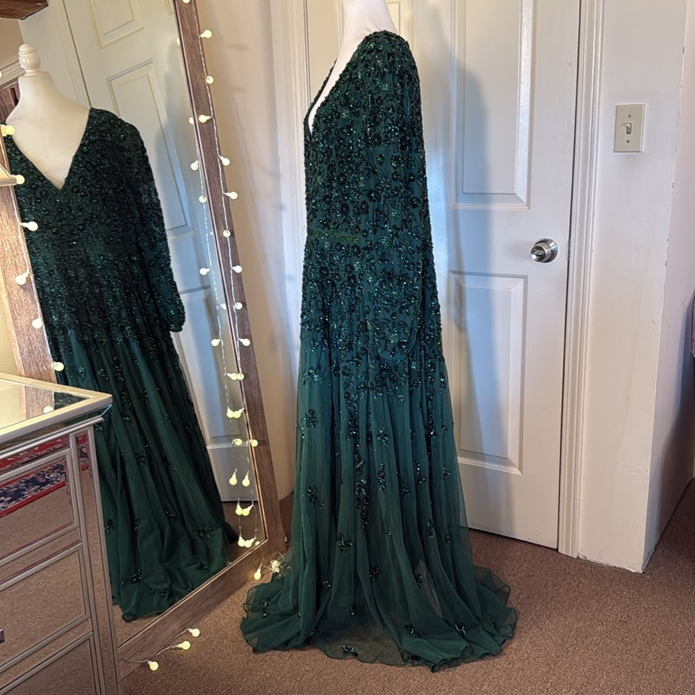 Mac Duggal Green Embellished Maxi Dress - Picture 9 of 16